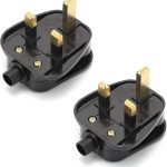 13 A Fused Mains with Cord Grip Rewireable Plugs Black 3 Pin UK Mains Top Plug 13A 13 AMP