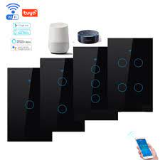 1/2/3/4 Gang Smart Light Switch with Alexa & Google Home Voice Control, Wireless & WiFi connectivity, Timer/Countdown, App Control (Alexa/Google), Luxury Tempered Glass Panel - US Standard, Wide Voltage 110V-240V, Neutral Wire Required for Residential/Commercial Use - Ideal for Living Room, Bedroom, Office, Cafe - Compatible with Amazon Alexa & Google Assistant, Commercial Lighting Control, Sleek Touch Interface, Premium Finish, Techsavvy Homeowners